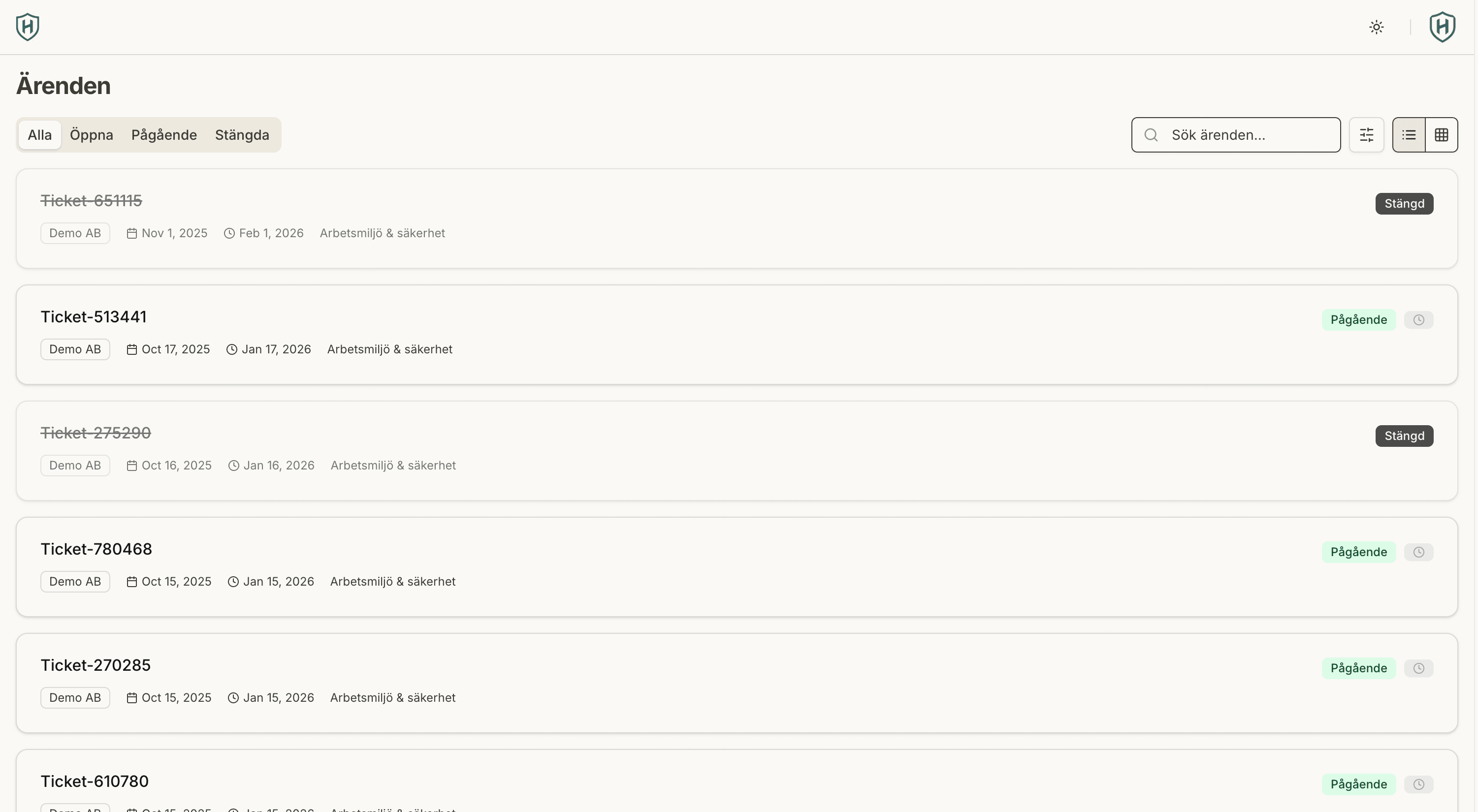 Heimdal visselblåsarsystem dashboard